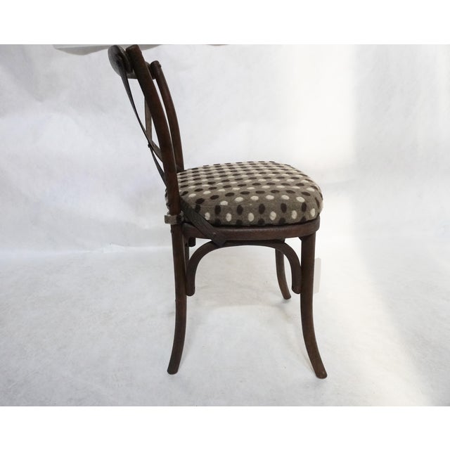 Thonet Bent Wood Cross Back Dining Chair With Caned Seat and Cushion For Sale - Image 4 of 11