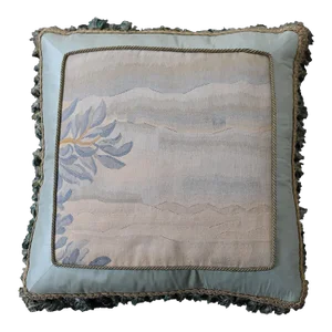 Light Blue Aubusson Silk Decor Pillow