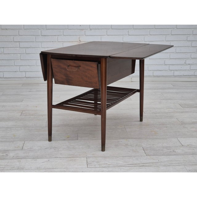 Brown Vintage Danish Foldable Coffee Table, 1950s For Sale - Image 8 of 18