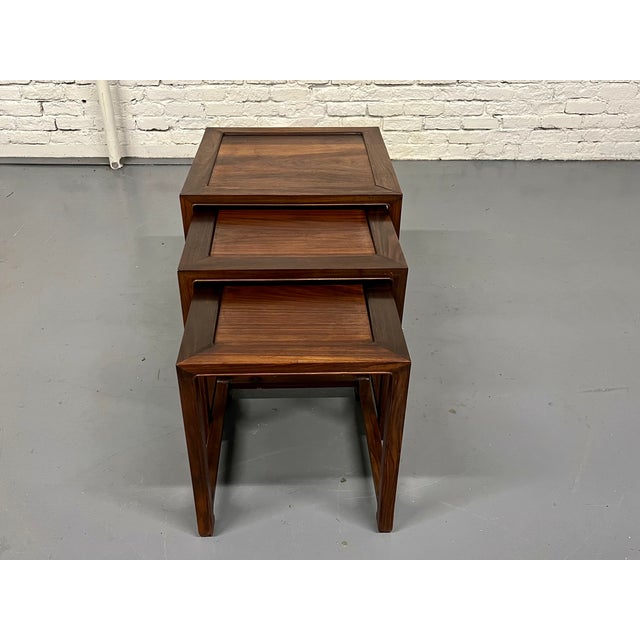 1990s Vintage Solid Rosewood Nesting Tables For Sale - Image 5 of 12