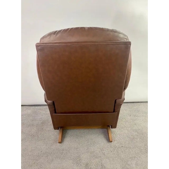 Animal Skin EEnglish Chesterfield Style Brown Leather Tufted Reclining & Rocking Club Chair For Sale - Image 7 of 12
