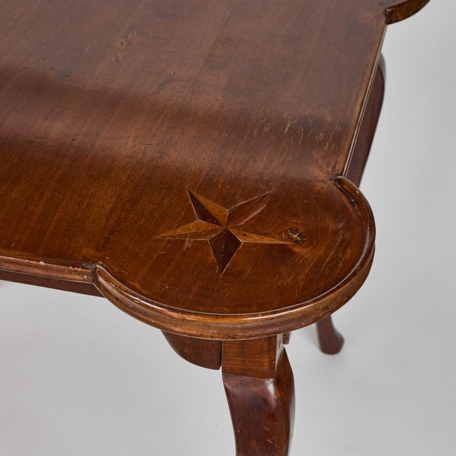 Early 20th Century Vintage Queen Anne Game Table With Inlay Star Corner Accents, Italy For Sale - Image 5 of 12