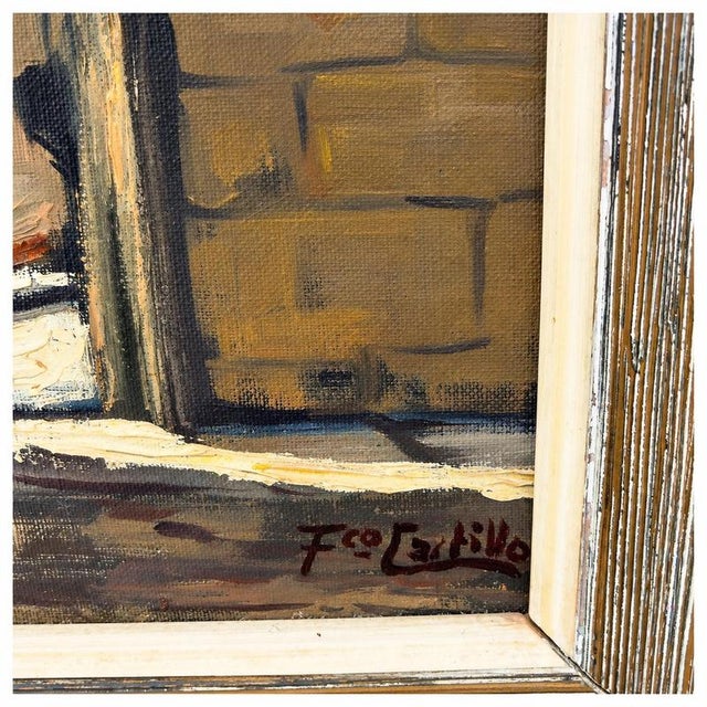 Francisco Castillo, Street with Houses and Streetlights, 1960s, Wood & Canvas For Sale - Image 4 of 6