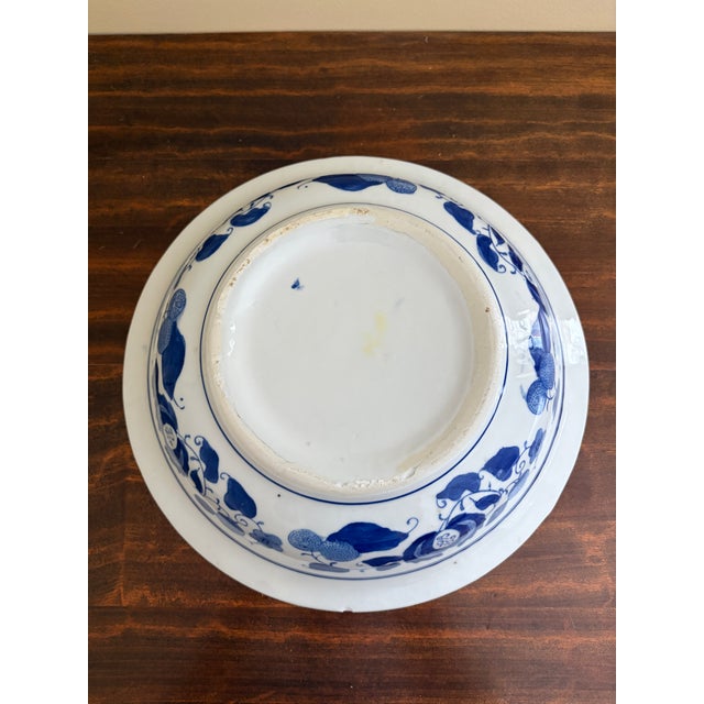 Chinoiserie Blue and White Porcelain Large Decorative Charger Plate For Sale - Image 9 of 10