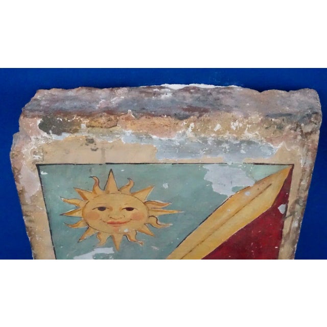 16th Century Renaissance Ceramic Tile with Heraldic Coat of Arms with Sun and Moon from the Abbey of Mirasole Milan, Italy For Sale - Image 12 of 18