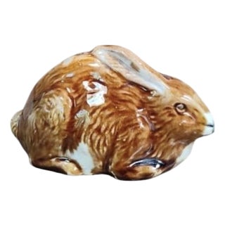 French Majolica Rabbit Money Bank Circa 1900 For Sale