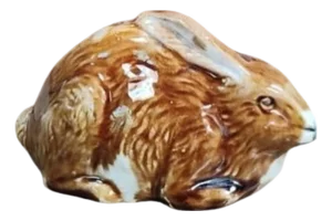French Majolica Rabbit Money Bank Circa 1900