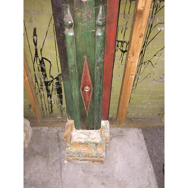1920s 1920s Vintage Painted Carved Wall Mounted Teak Wood Columns- A Pair For Sale - Image 5 of 13