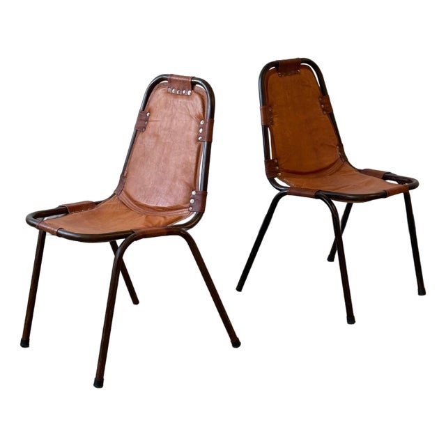 1990s Les Arcs Style Dining Chairs Attributed to Charlotte Perriand For Sale