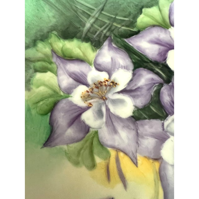 Metal Antique Austrian Hand-Painted Columbine Serving Dish For Sale - Image 7 of 10