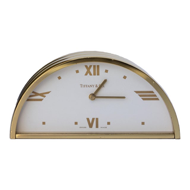 1990s Tiffany and Co. Swiss Brass Golden Half-Moon Modern Desk