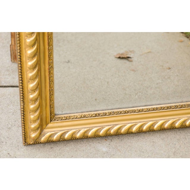 French Rectangular Giltwood Mirror with Gadrooned and Beaded Frame, circa 1900 For Sale - Image 10 of 10