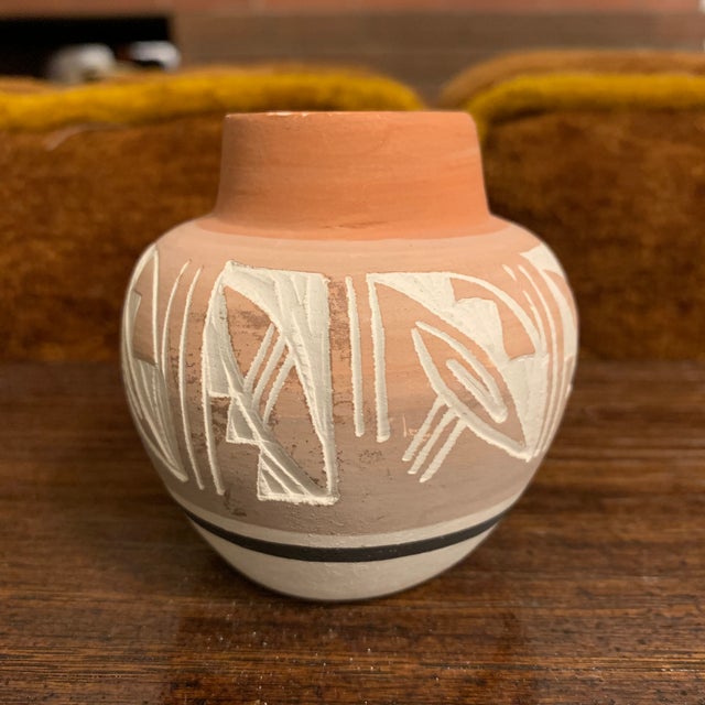Vintage Navajo Orange Terra Cotta Pottery Vase, Signed Chairish