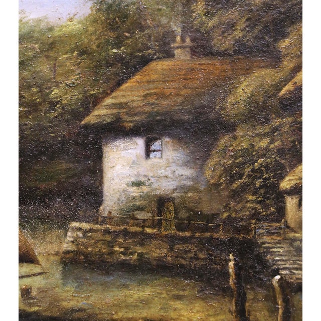 Green Mid-Century English Landscape Painting in Gilt Frame Signed William Pitt For Sale - Image 8 of 11