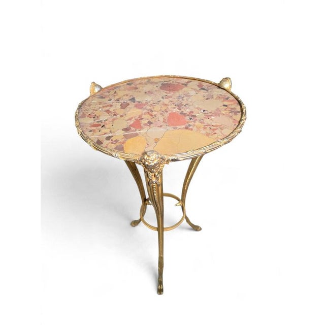 French Gilt Bronze Guéridon Table with Marble Top, 1920 For Sale - Image 11 of 12