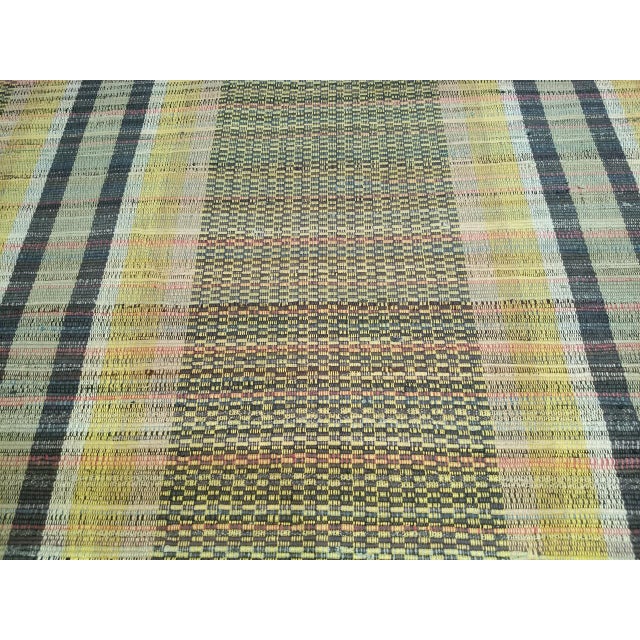 Vintage American Amish Rag Runner, Handwoven Stripe Pattern, Green & Yellow, 3x16 For Sale - Image 13 of 18