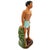 Mid-century ceramic figurines depicts a stylized Hawaiian/Polynesian man with gold machete in hand in a tropical setting ....