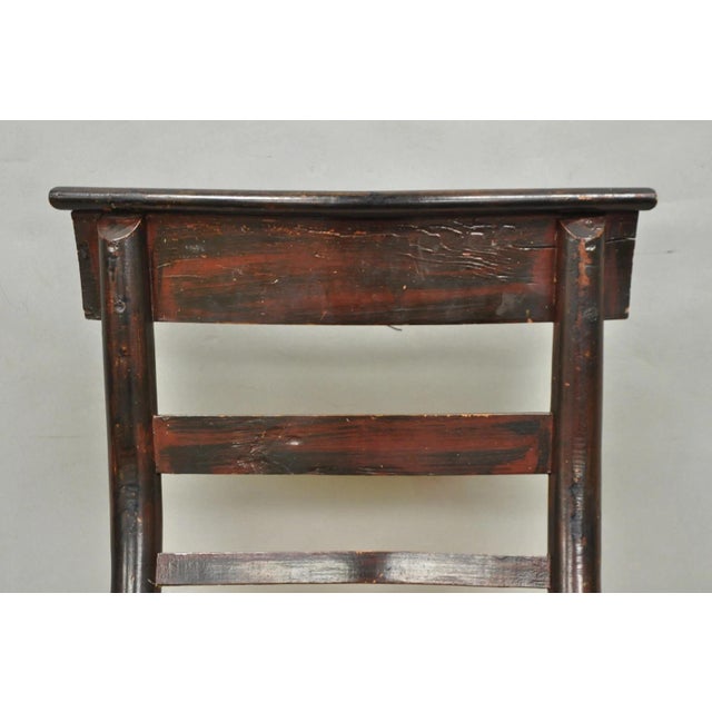Antique Colonial Red Hand Painted Harvest Hitchcock Rush Seat Side Chair For Sale - Image 15 of 18