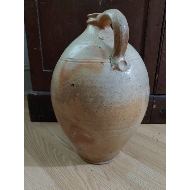 Rustic Mid 19th Century Ovoid Jug With Blue Slip Design For Sale - Image 3 of 11