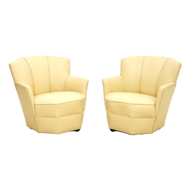 Vintage Art Deco Lounge Chairs in Leather, 1930, Set of 2 For Sale