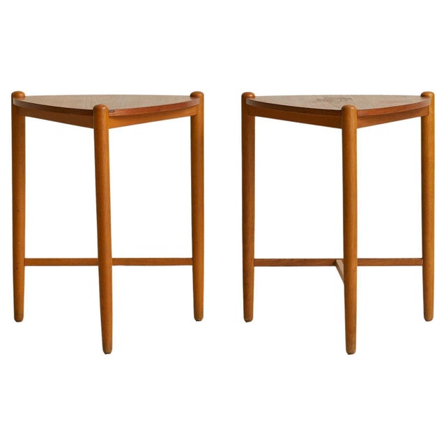 Scandinavian Modern Wood Side Table with Triangular Top, 1960s - 2 Available For Sale - Image 10 of 18