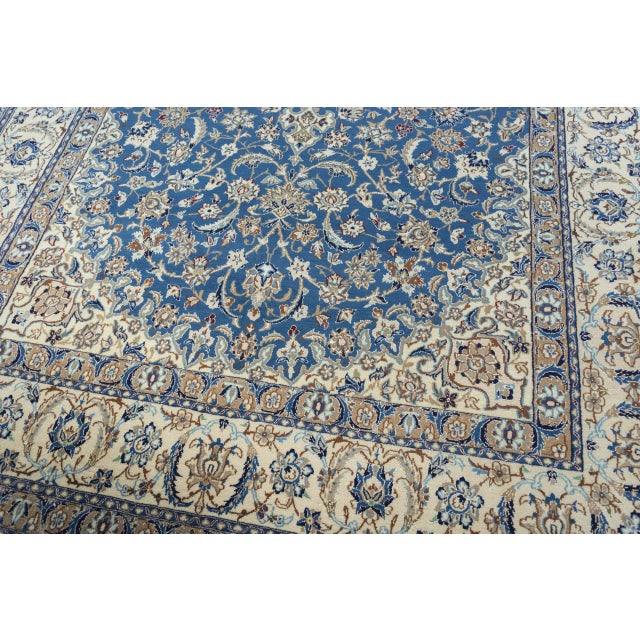 Textile Hand-Knotted Nain 9la Oriental Rug with Silk For Sale - Image 7 of 13
