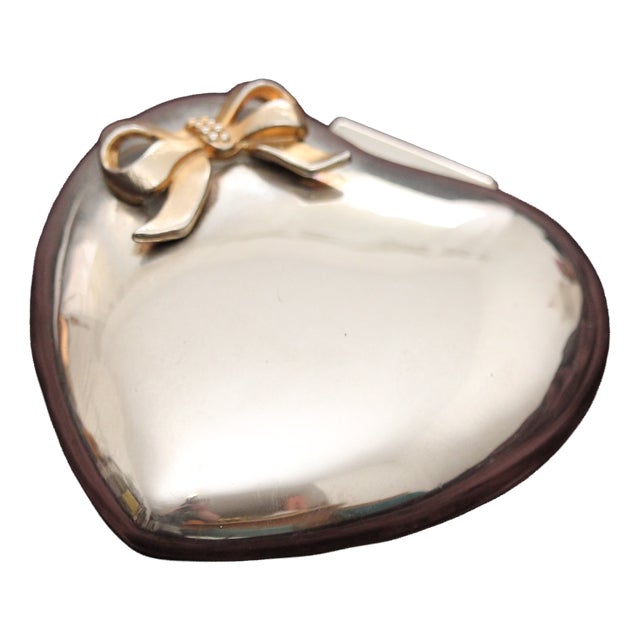 Heart-Shaped Silver Jewelry Box, 1970s For Sale