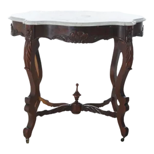 Antique Victorian Rosewood & Marble Turtle Top Parlor Table Circa 1890