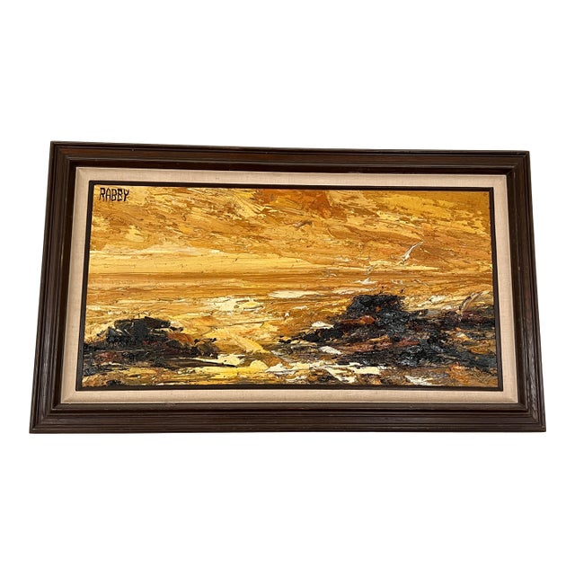 Howard Rabby “Padre Island” Oil Painting Signed 48x36 Houston 1975 For Sale
