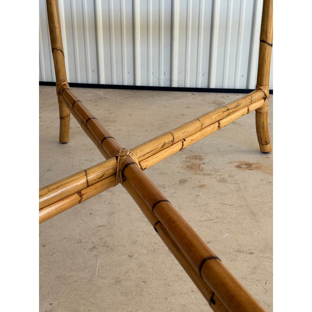 Mid 20th Century Vintage Organic Modern Rattan Dining Table With Glass Top For Sale - Image 5 of 12