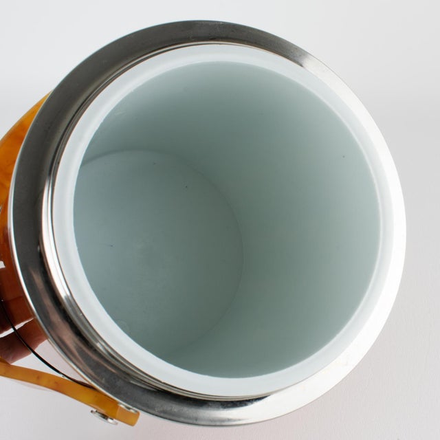 Christofle Chrome and Red Tea Amber Lucite Barware Ice Bucket, circa 1970 For Sale - Image 12 of 15