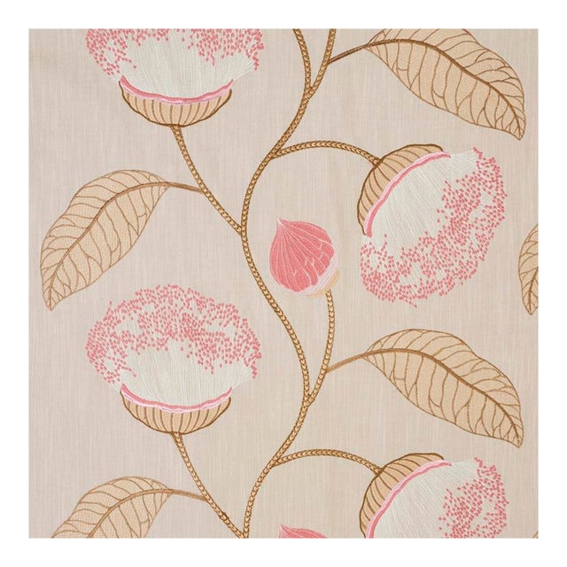 Sample - Schumacher Celinda Embroidery Fabric in Blush For Sale