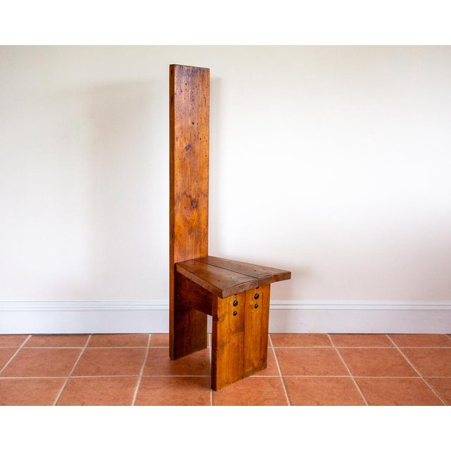 Mid-Century Tall Brutalist Artisan Accent Chair in Wood, 1970s For Sale - Image 6 of 18