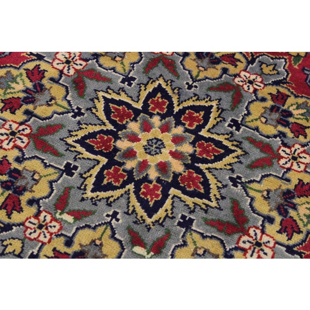 Art Nouveau 1990's Kashan Pak-Persian Pink/Gray Wool Round Rug- 6'1'' X 6'2'' For Sale - Image 4 of 9