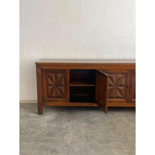 French Walnut Brutalist Sideboard, 1970s For Sale - Image 10 of 10