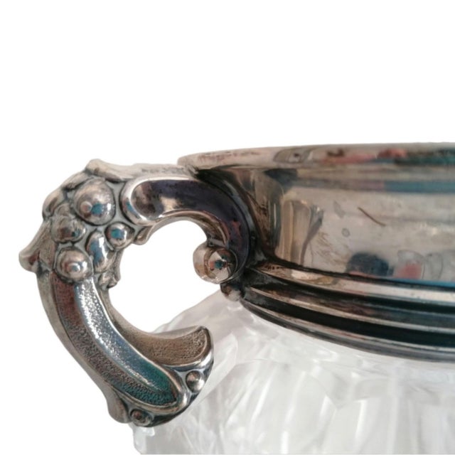 Mid-Century Cut-Pattern Glass Vase with Ornate Metal Mount, 1950s For Sale - Image 4 of 12