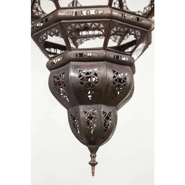 Moroccan Moorish Filigree Metal and Clear Glass Lantern For Sale - Image 4 of 7