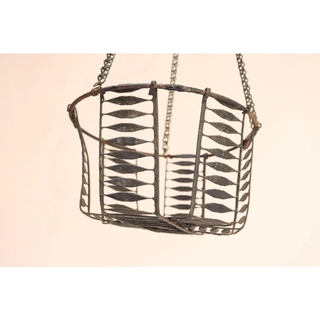Antique American Primitive Hanging Wire Egg Basket / Planter For Sale - Image 17 of 18