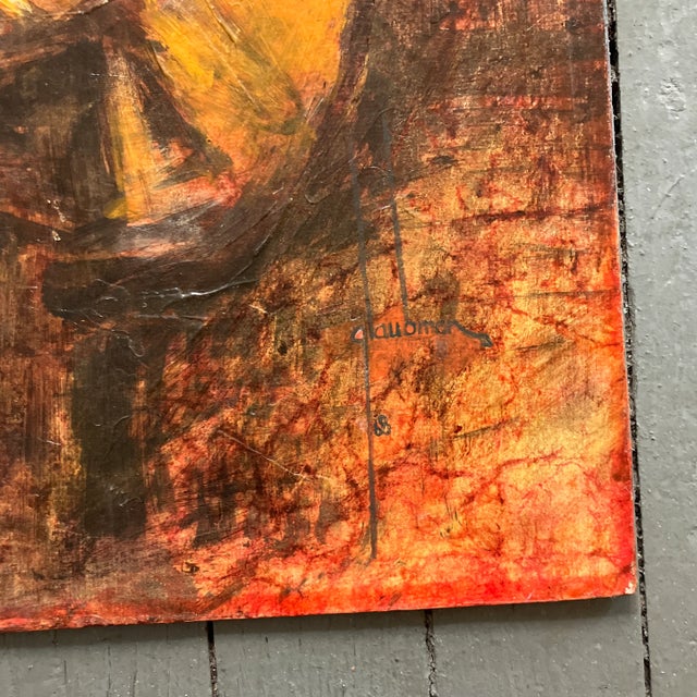 1960s vintage original abstract partial figure painting, signed and dated.18x12.