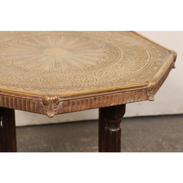 Antique Italian Brass & Wood Accent Table For Sale - Image 11 of 12