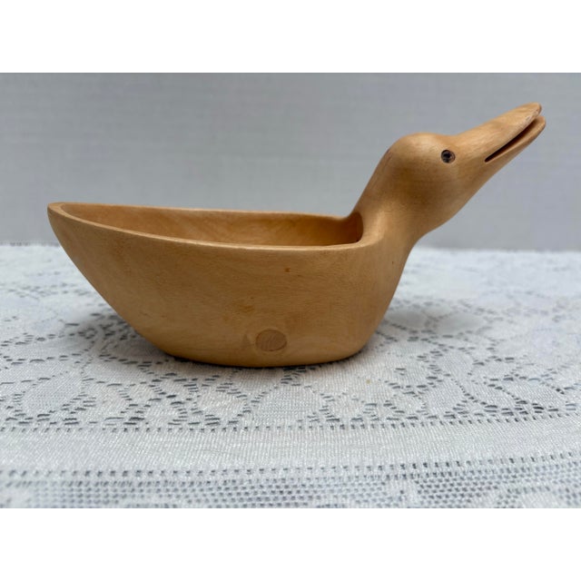 Wood Petite Rustic Carved Wood Duck Bowl Trinket Tray For Sale - Image 7 of 8