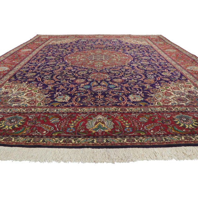 Victorian Mid 20th Century Vintage Persian Tabriz Rug, 09'08 X 1211. For Sale - Image 3 of 11