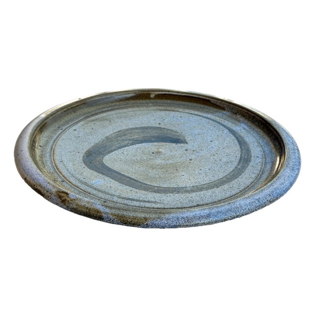 Mid-Century Modern Modernist Mid-Century Stoneware Charger Signed by Waterman For Sale - Image 3 of 6