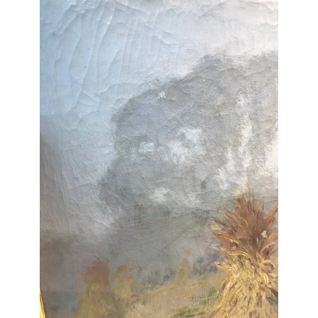 Wood 1920s Vintage Framed Adolf Shulz Autumn Fog Oil Painting For Sale - Image 7 of 12