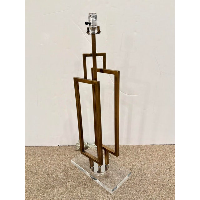 Modern Sculptural Antique Brass Lamp For Sale - Image 4 of 5
