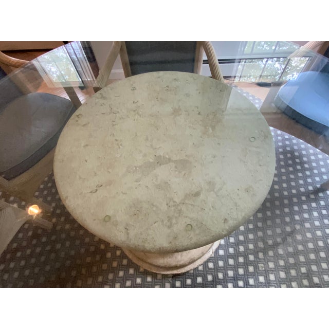 Boho Chic 20th Century Glass Top Dining Table and Four Arm Chairs For Sale - Image 3 of 12
