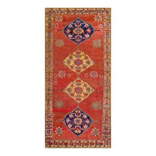 1880s Red Rust Medallion Rustic Antique W. Persian Bijar Rug 4' 6" X 10' Handknotted Wool Carpet For Sale