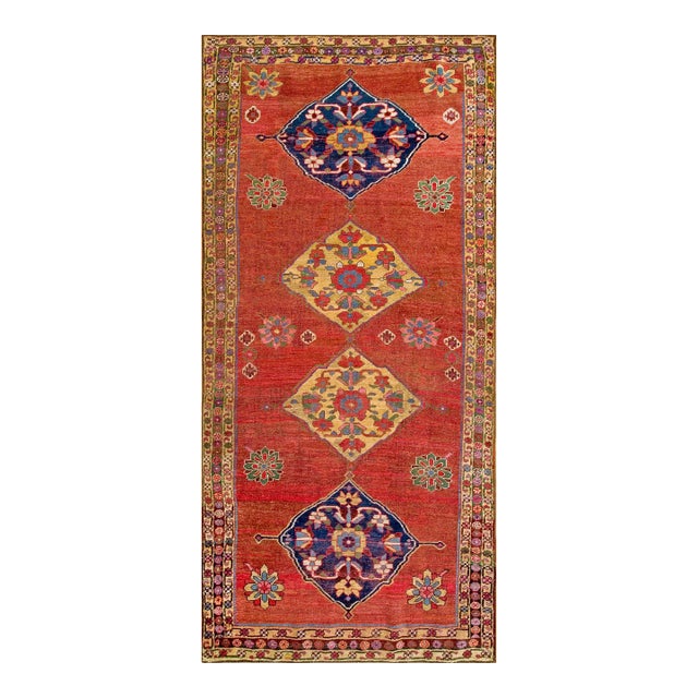 1880s Red Rust Medallion Rustic Antique W. Persian Bijar Rug 4' 6" X 10' Handknotted Wool Carpet For Sale