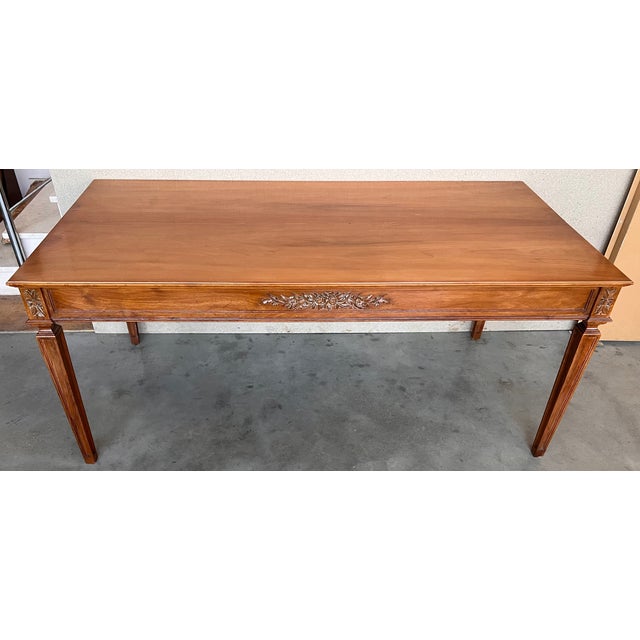 French Louis XVI Style Carved Oak Convertible Console or Dining Table For Sale - Image 9 of 13