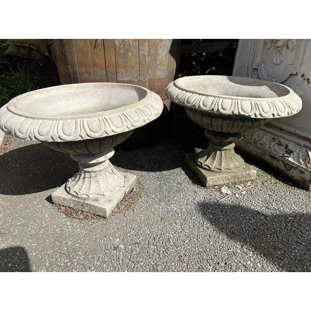 English Cast Stone Garden Urns, Set of 2 For Sale - Image 17 of 18
